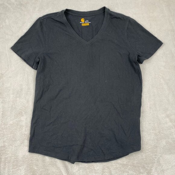 Carhartt Women's T-Shirt L 12/14 Black V-Neck Relaxed Fit Cotton/Polyester - Picture 9 of 9